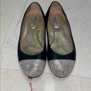 Jimmy Choo Waine Leather Flat with Crystal Cap